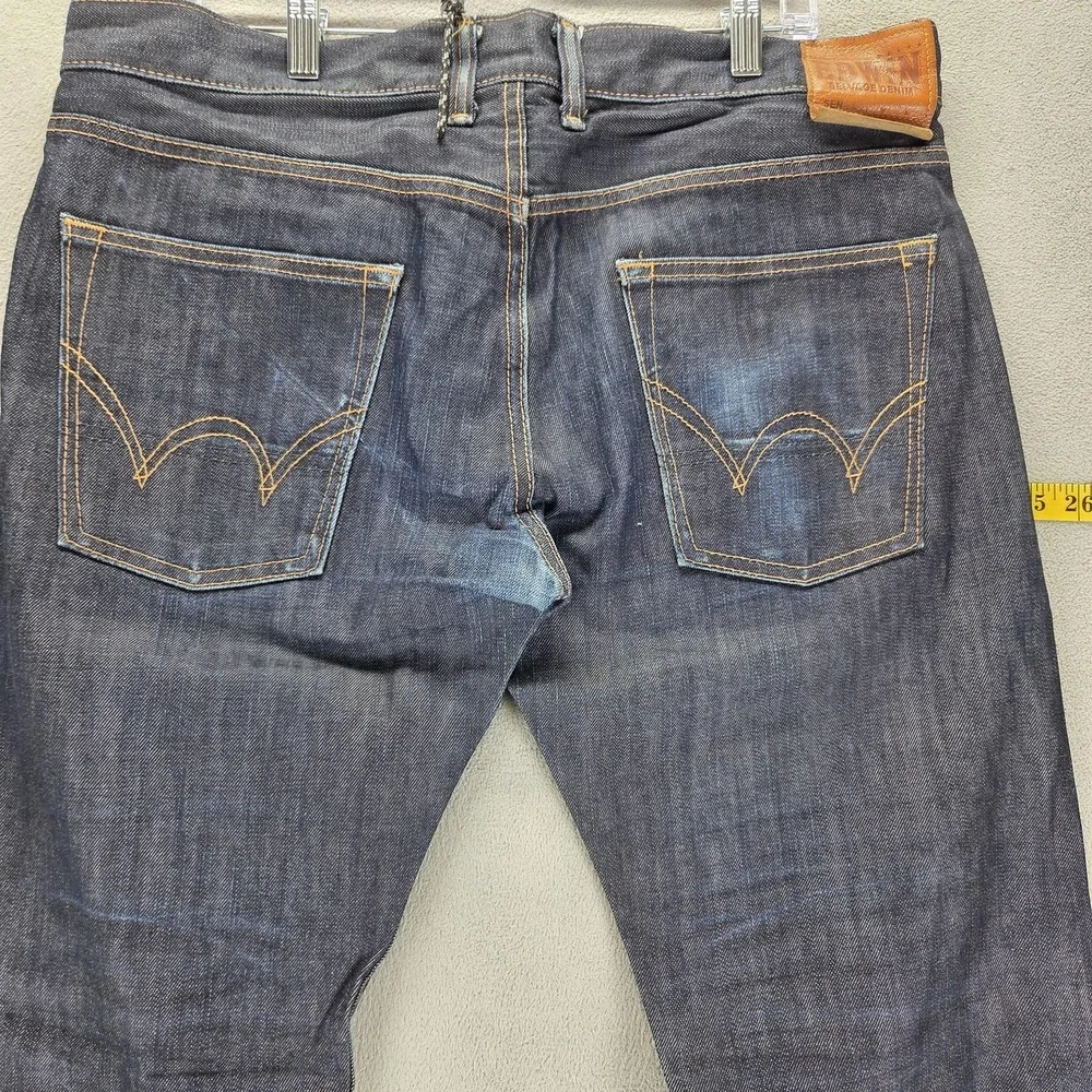 Edwin Jeans Mens Blue Selvedge SK505E Zip Made in Japan Altered Hem Fits 34x28